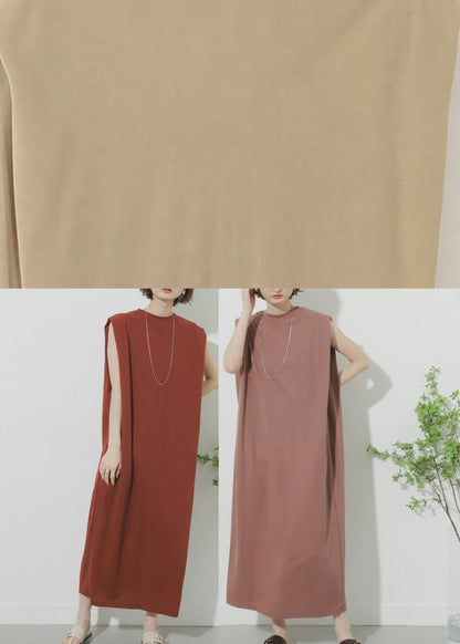 Pink O-neck Maxi Dress Summer
