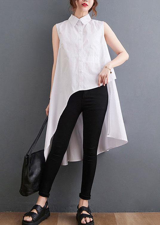White Peter Pan Collar Button Cotton Shirt Summer