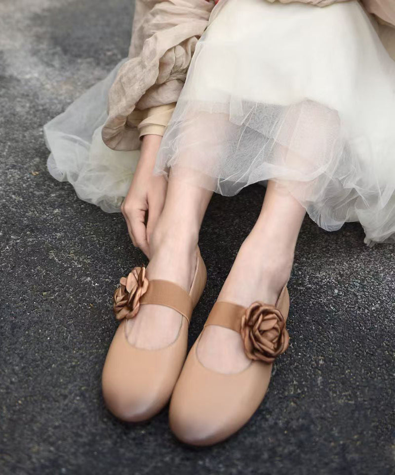 Yellow Sheepskin Fine Splicing Flat Shoes for