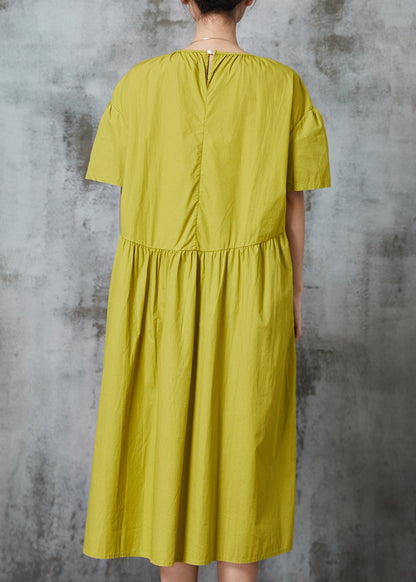 Green Wrinkled Patchwork Cotton Long Dresses Summer
