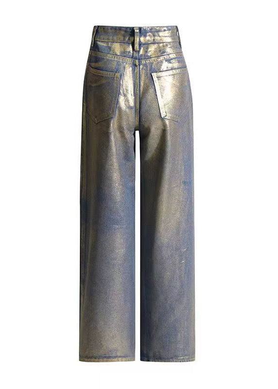 European and American Hot Stamping High Waisted Wide Leg Jeans Spring