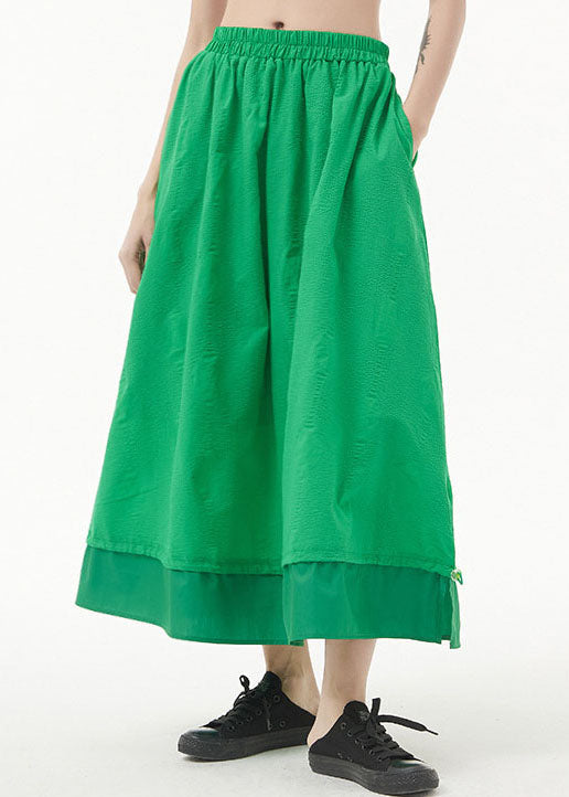 Green a Line Skirts Pockets Drawstring Spring