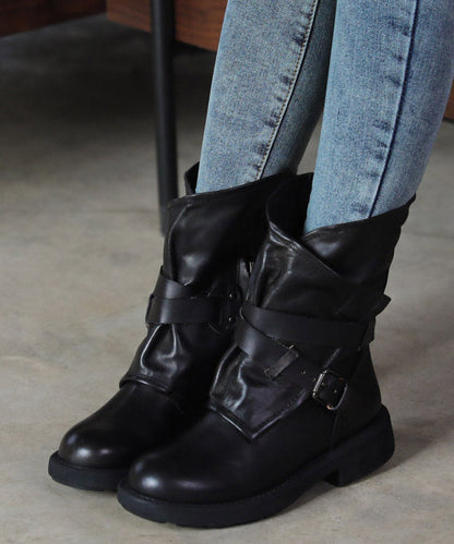 Brown Splicing Cross Strap Boots