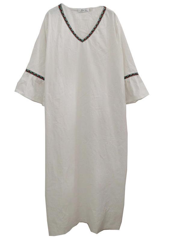 Organic White Embroidery Summer Dresses Gown