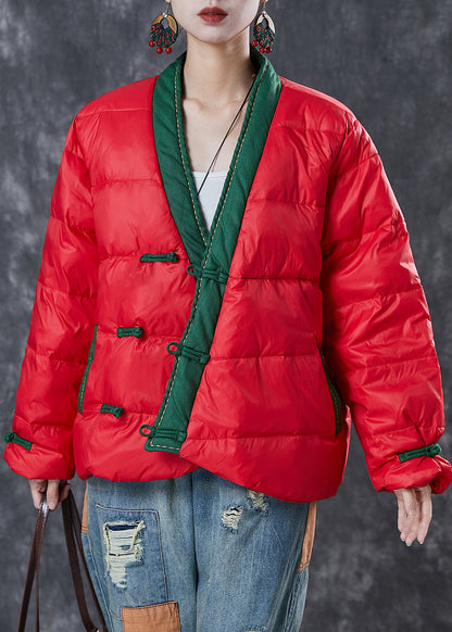 Chinese Style Red Patchwork Fine Cotton Filled Witner Coats