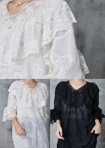 Apricot Embroidered Lace Dress Spring
