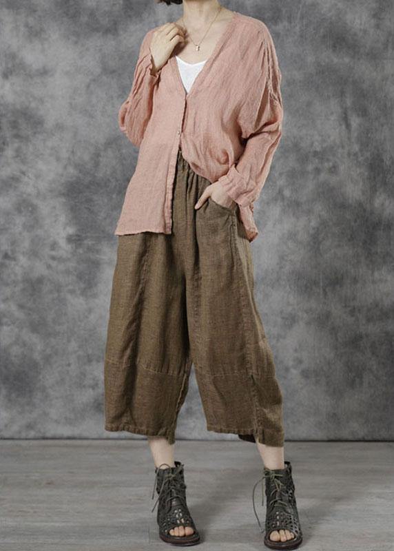 Khaki Patchwork Crop Fall Pants