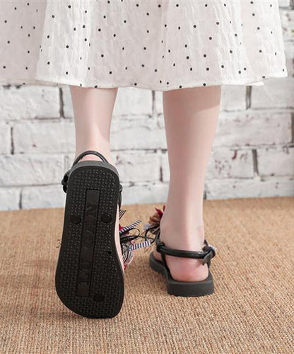 Red Flat Sandals Peep Toe Splicing