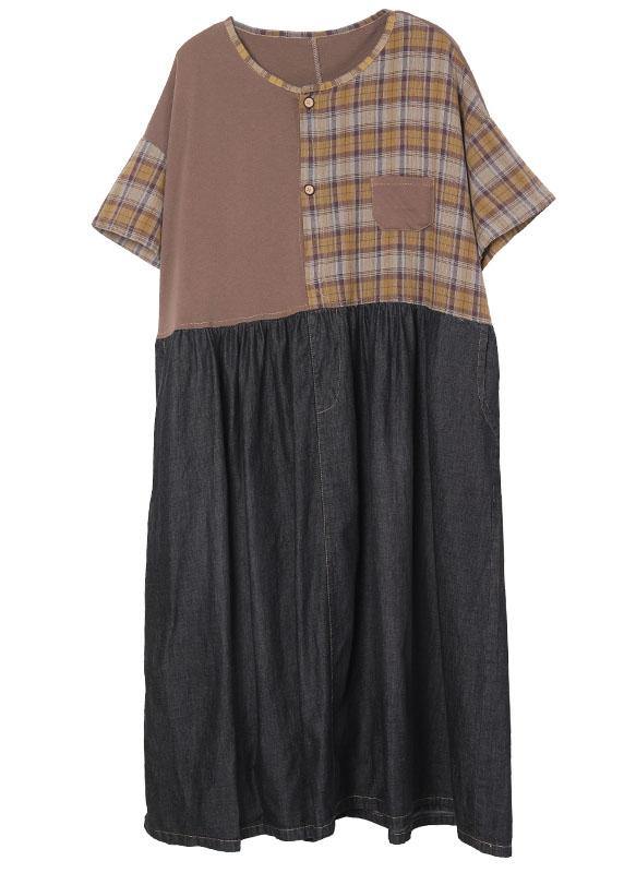 Black Cotton Plaid Patchwork Summer Party Dresses