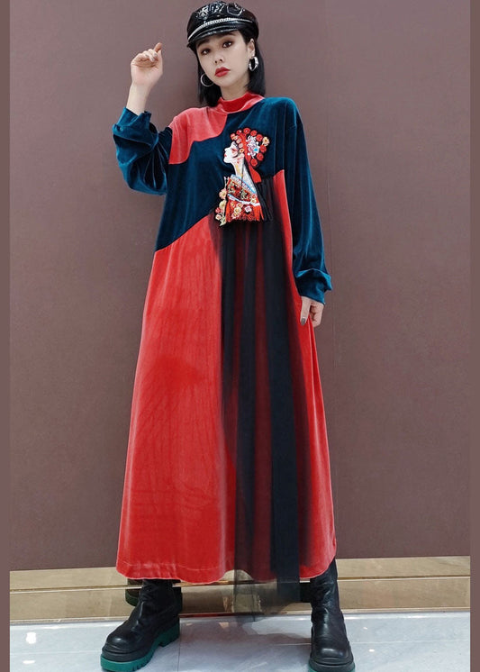 Red Tulle Patchwork Vacation Dresses Spring