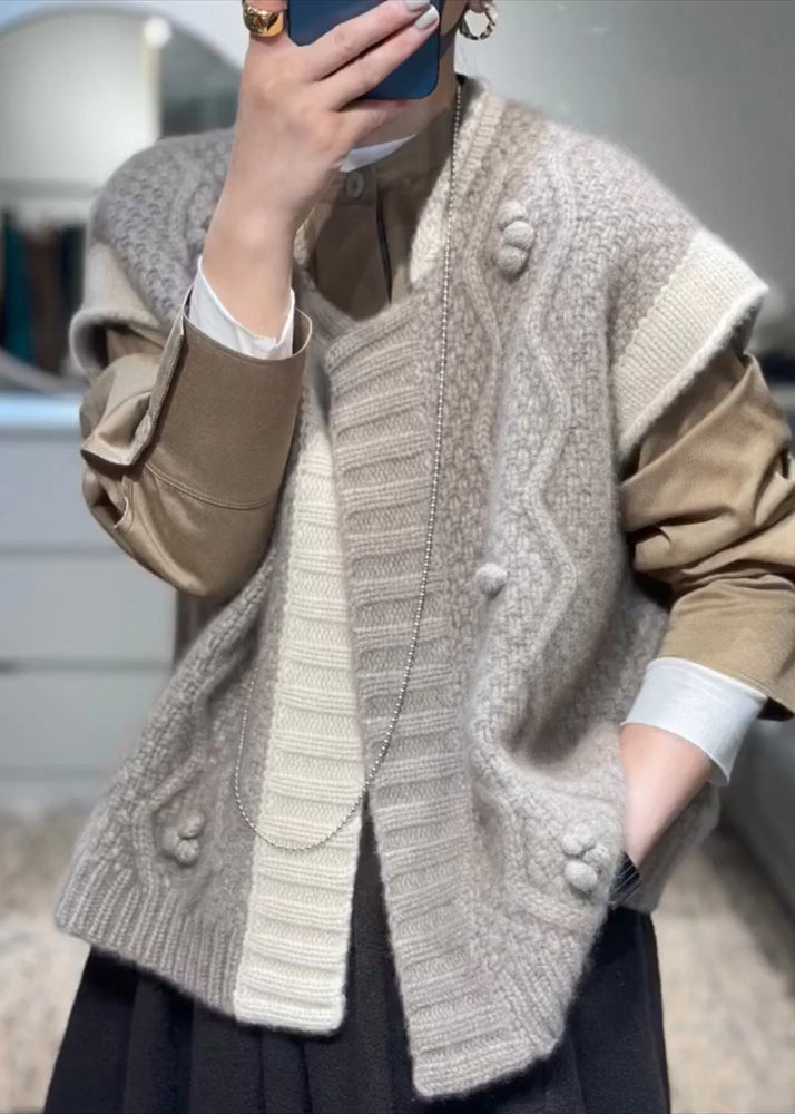 New Apricot Grey Versatile Wool Vest Autumn