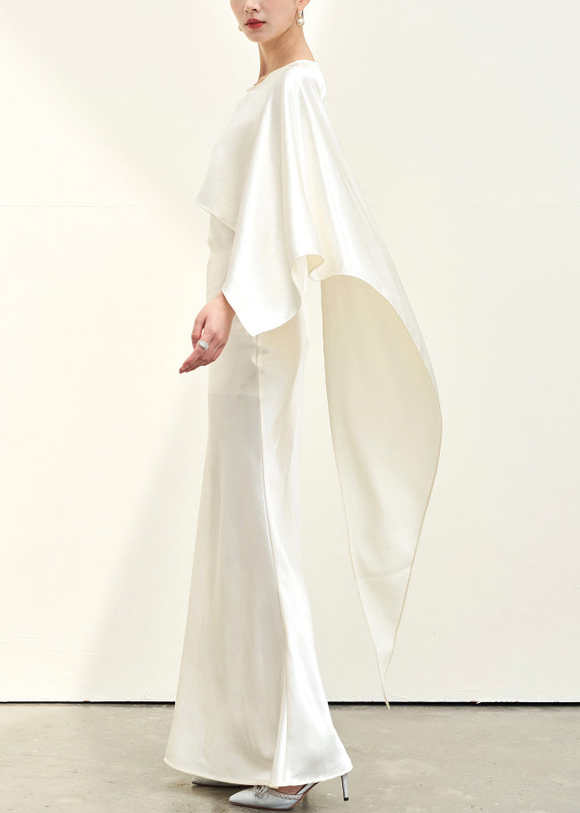 Italian Beige Asymmetrical Silk Long Dress Summer