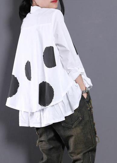 Diy White Dotted Blouses for Asymmetric Shirt