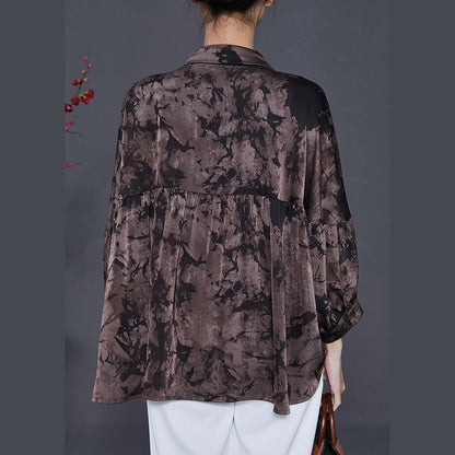 Boutique Chocolate Oversized Print Chiffon Shirts Summer