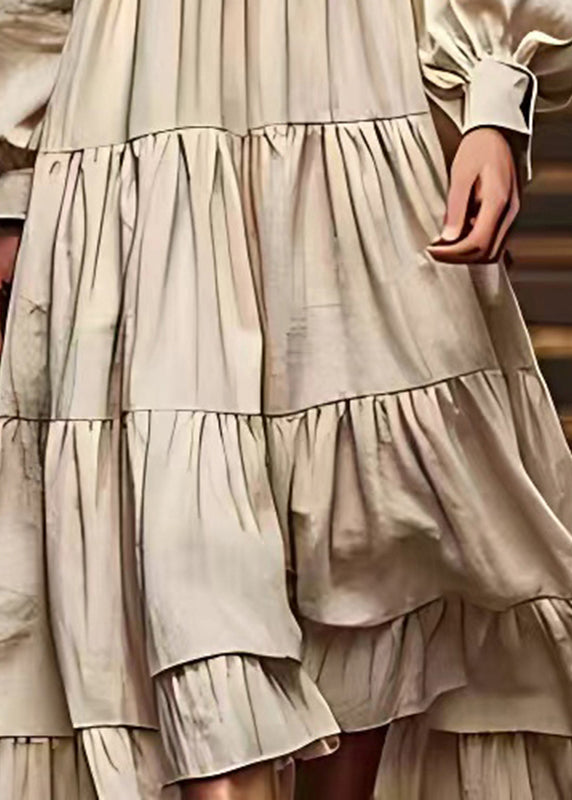 Simple White Oversized Wrinkled Exra Large Hem Linen Dresses Fall
