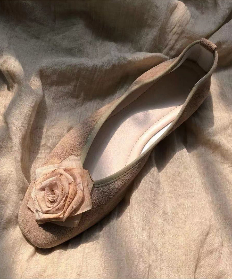 Retro Splicing Soft Flat Feet Shoes Khaki