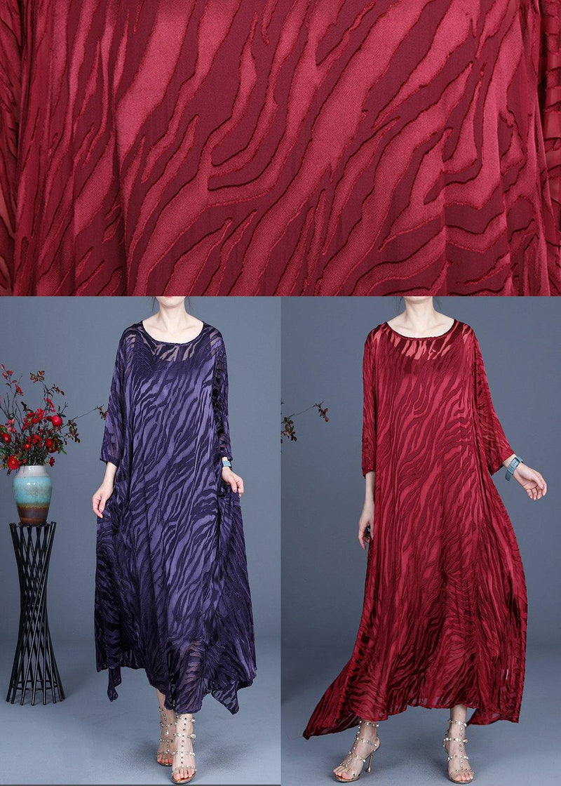 Comfy Purple O-neck Long Sleeve Two Piece Set Dress