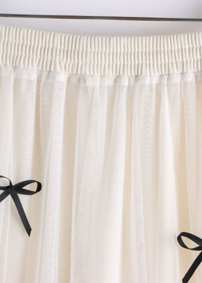 Organic Apricot Elastic Waist Tulle a Line Skirts Fall