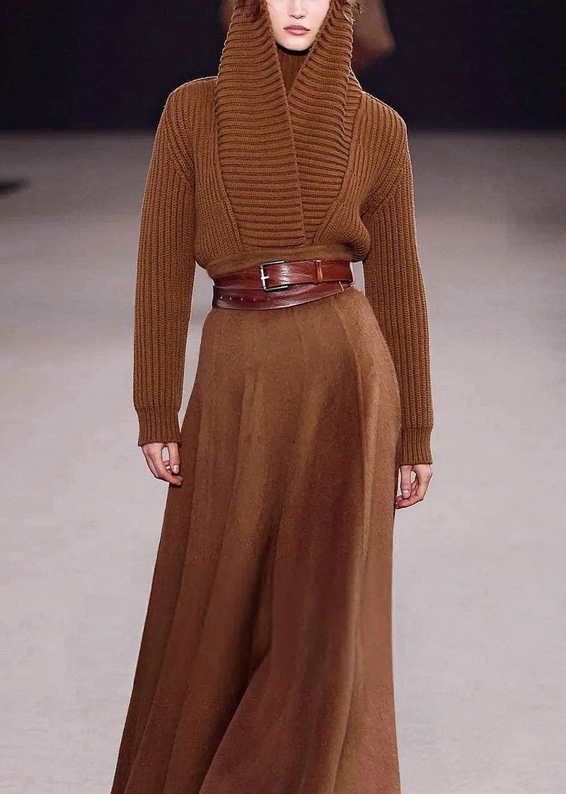 Caramel V Neck Knit Cardigans Fall