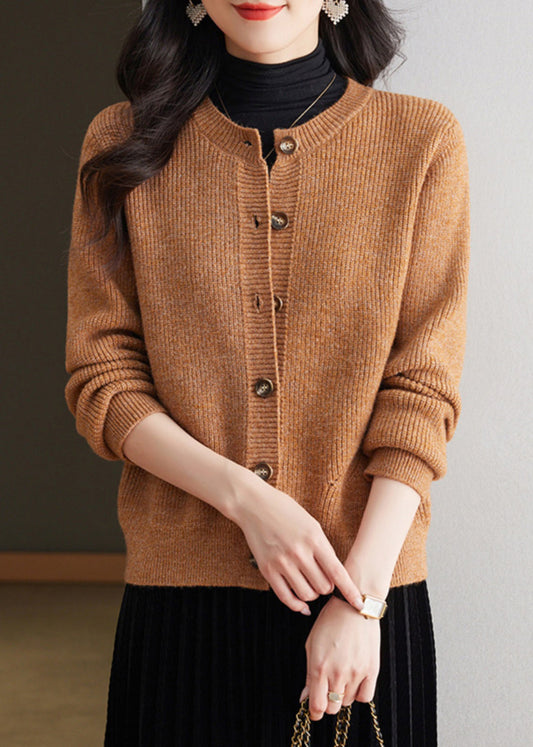 Coffee Cozy Knit Fall Cardigans O Neck