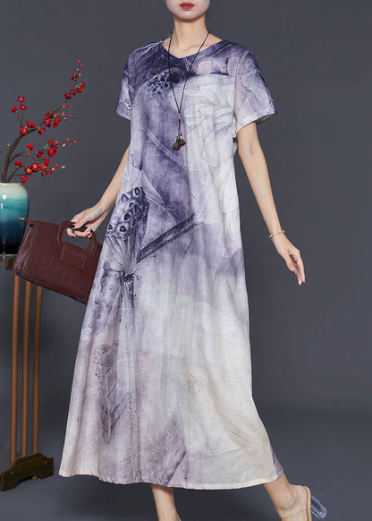 Purple Tie Dye Cotton Long Dress Summer