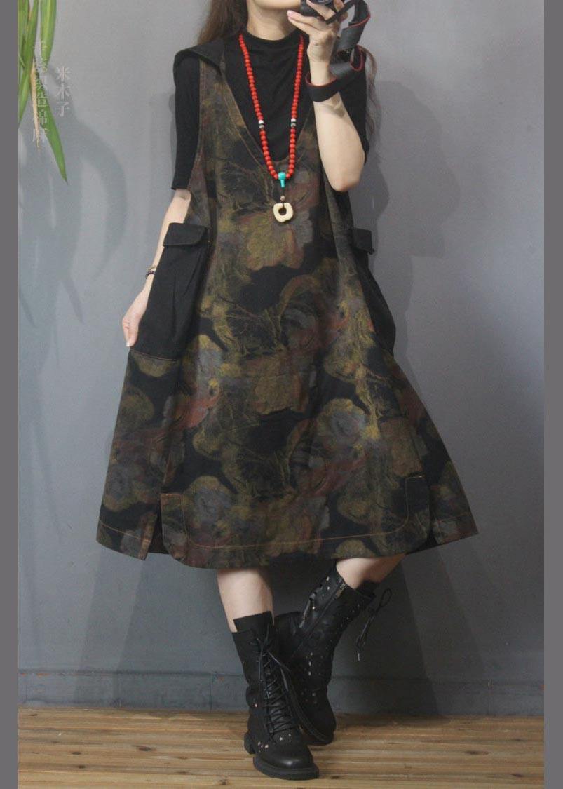 Printed Hooded Denim Vest Skirt
