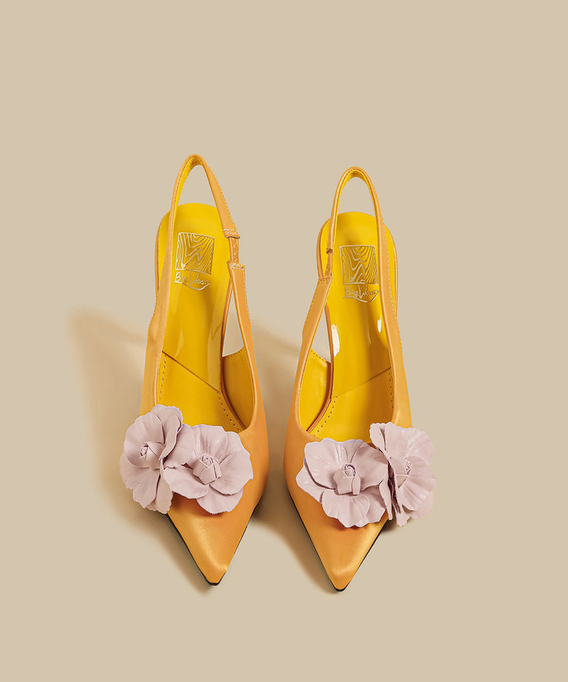 Splicing Stiletto Sandals Yellow Faux Leather