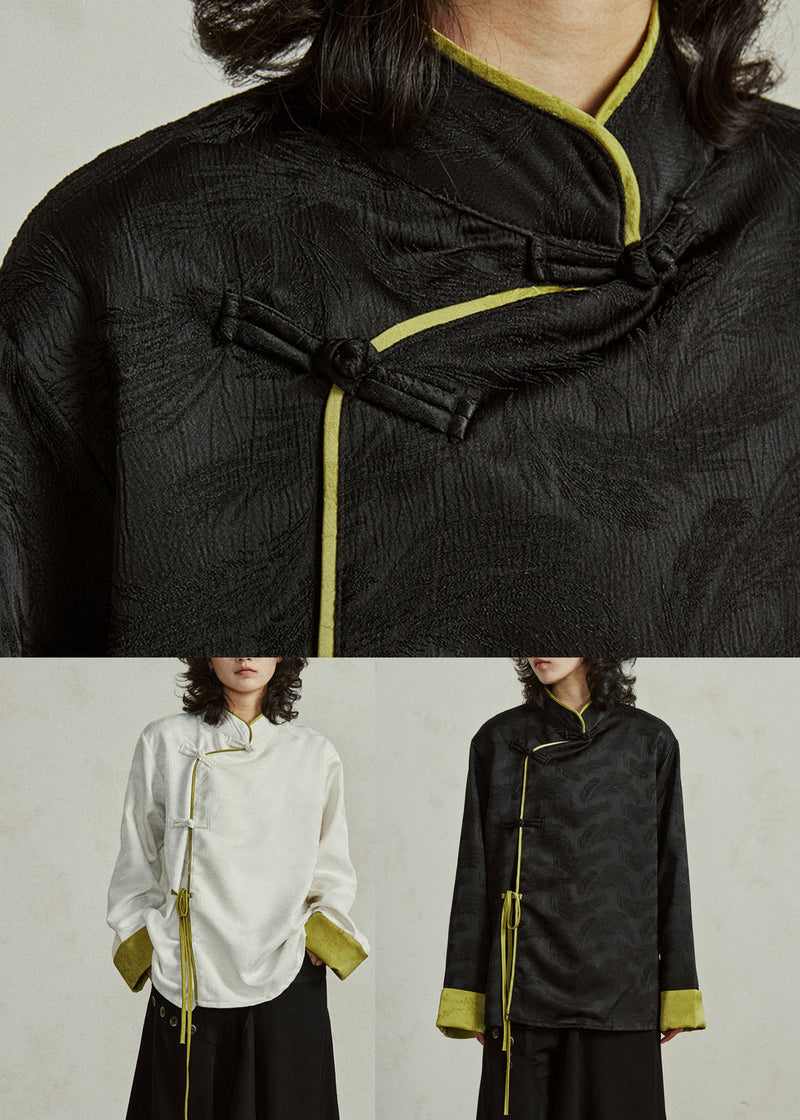 Original Design Beige Stand Collar Top Fall