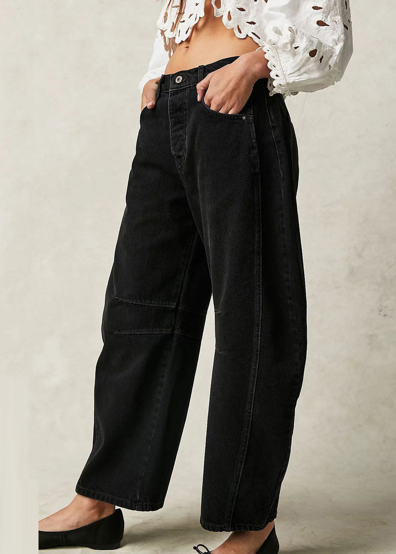 New White High Waist Patchwork Denim Crop Pants