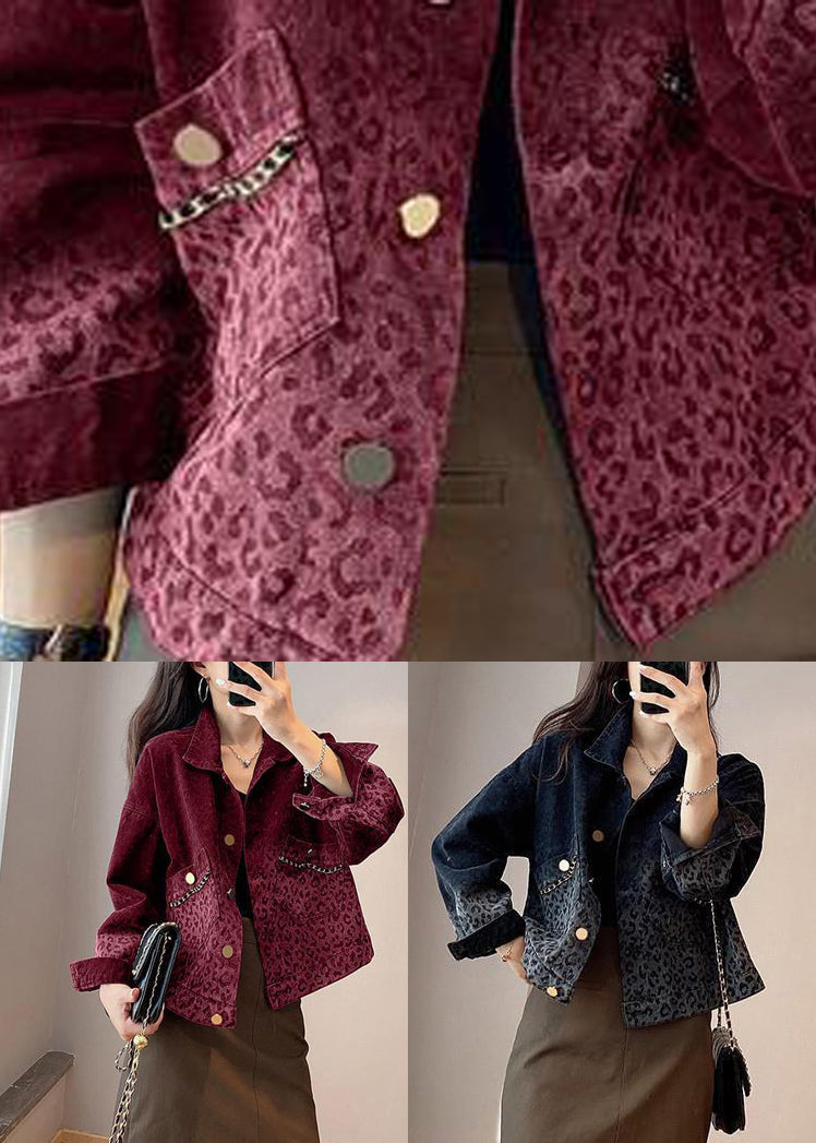 Black Button Pockets Denim Coats Long Sleeve Spring