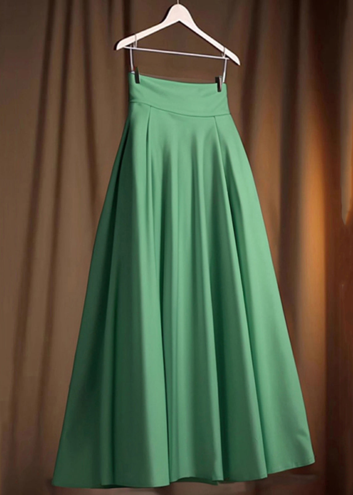 Simple Green High Waist Cotton Skirt Spring