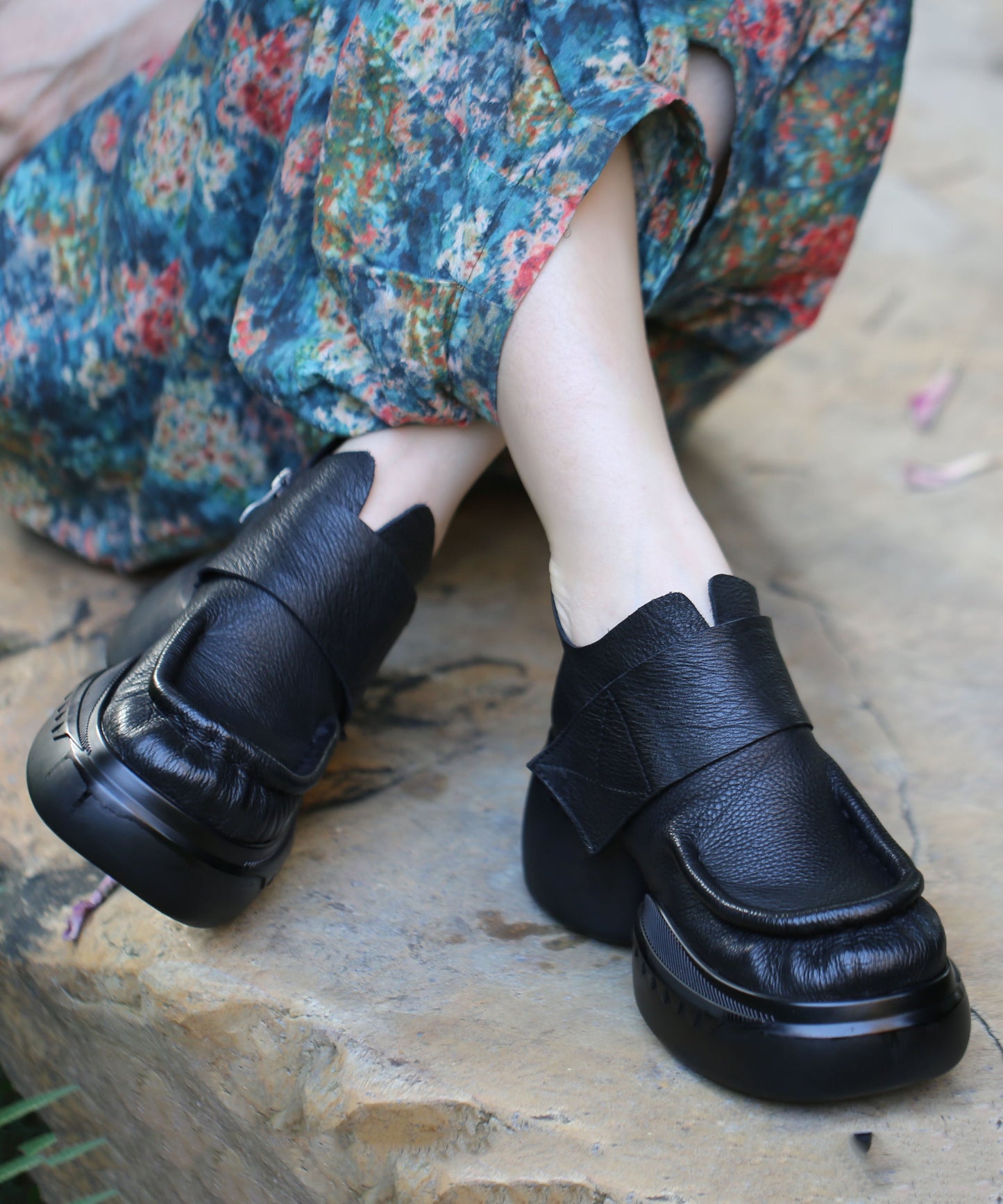 Handmade Brown Cowhide Leather Loafers for Splicing Loafers Boots