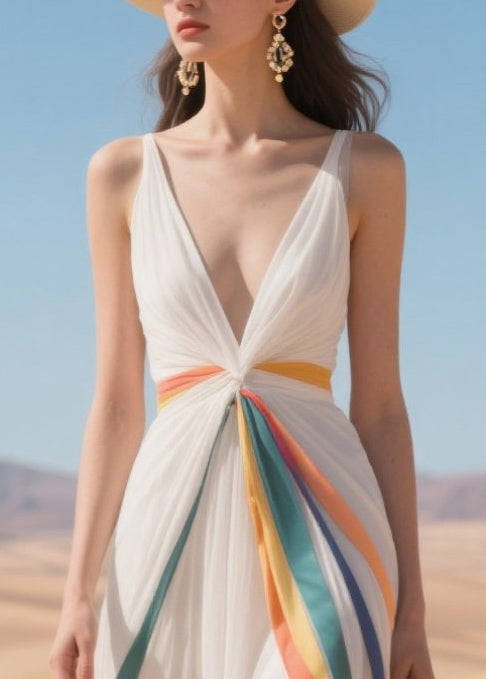 Multicolour Ribbon Exra Large Hem Tulle Vacation Dresses Summer