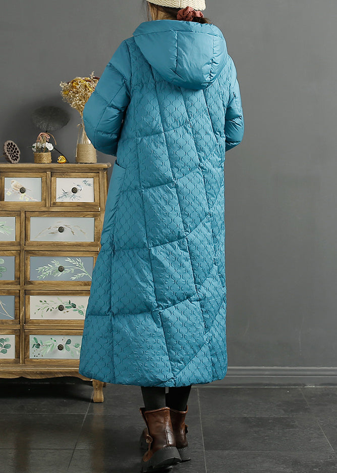 Purple Hooded Pockets Jacquard Duck Down Puffer Coats Winter