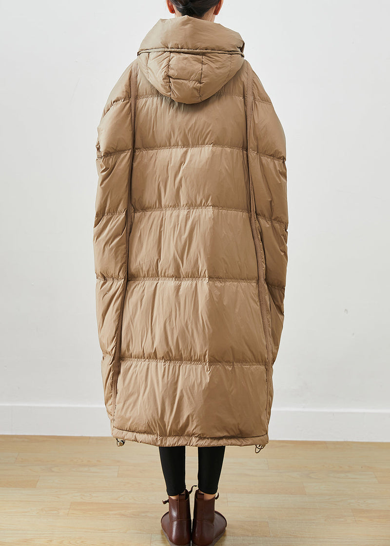 Khaki Oversized Drawstring Duck Down Winter Coats Winter