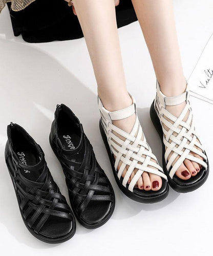 White Zippered Platform Flat Sandals Hiking Sandals