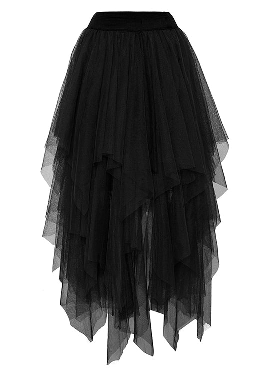 Black Tulle Asymmetrical a Line Fall Skirt