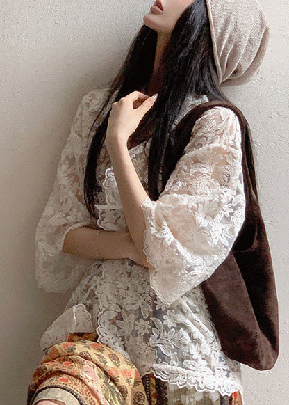 New Beige Peter Pan Collar Coat Cardigans and Shorts Linen Suit Set Spring