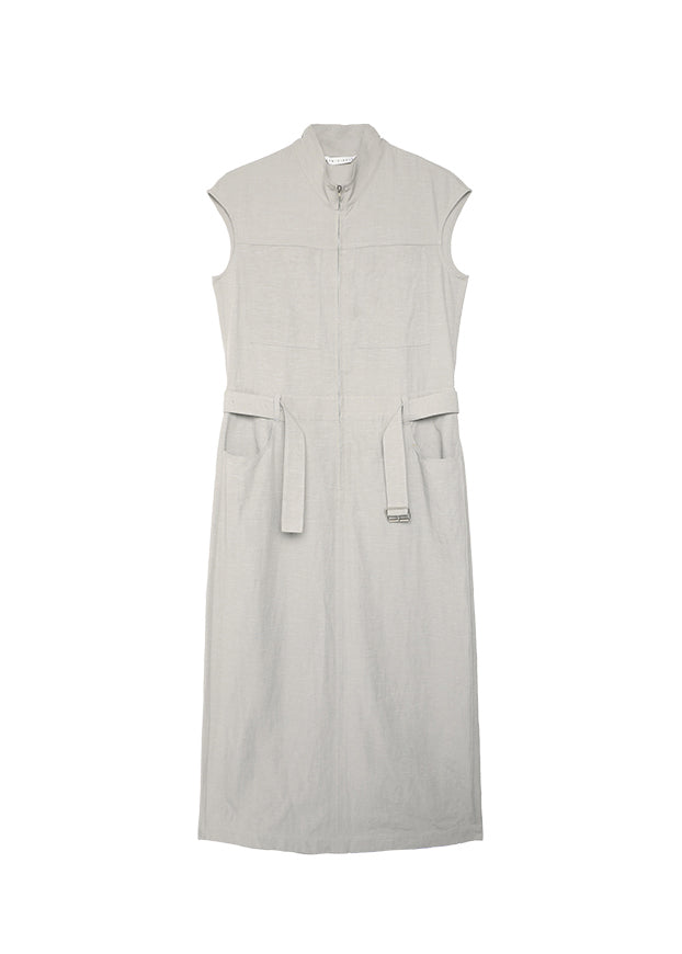 New Stand Collar Pockets Cotton Long Dresses Summer