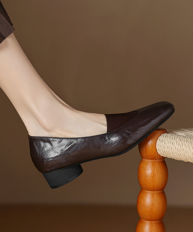 Brown Chunky Sheepskin Comfy Splicing Loafers