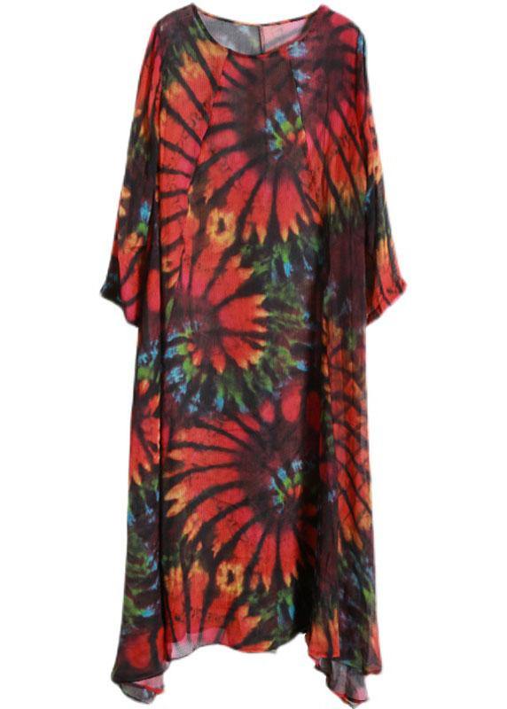 Red Print Chiffon Maxi Dresses