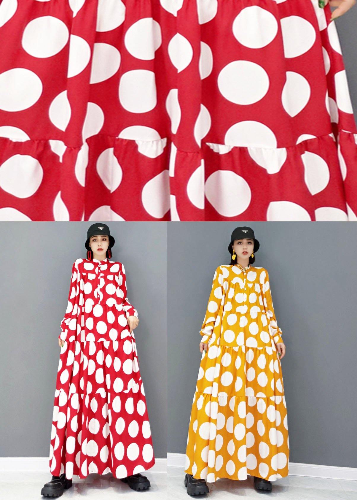 Red Dot Patchwork Dress Fall Long Sleeve
