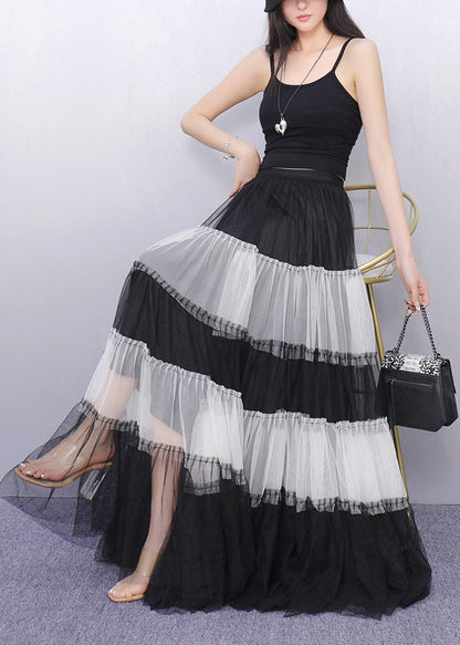 Colorblock Exra Large Hem Patchwork Tulle Skirt Summer