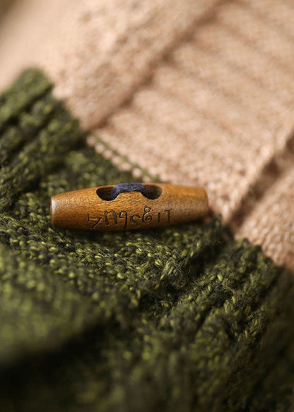 O-neck Pockets Button Fall Knit Knit Coat