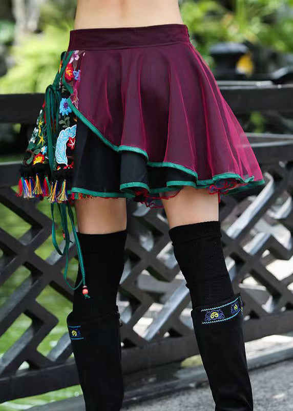 Embroidered Asymmetrical Tulle Short Skirts Summer