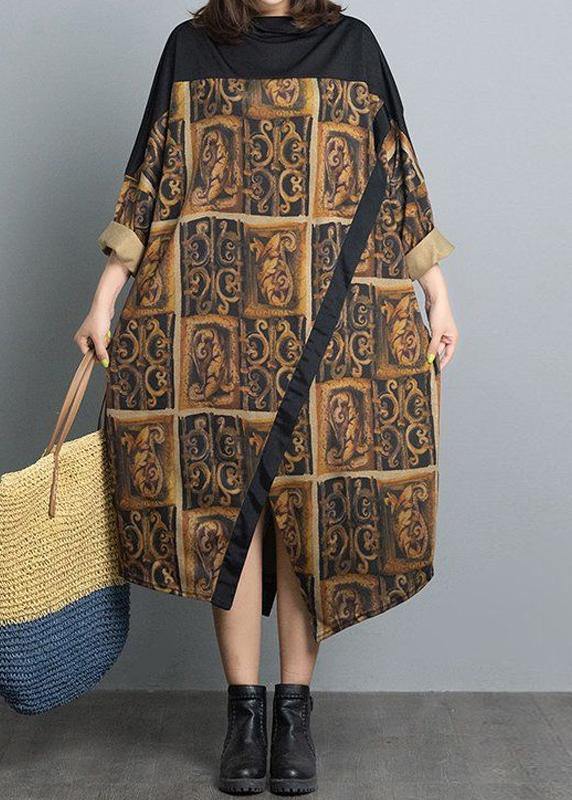 Patchwork Spring Dresses Fabrics Retro Loose Dress