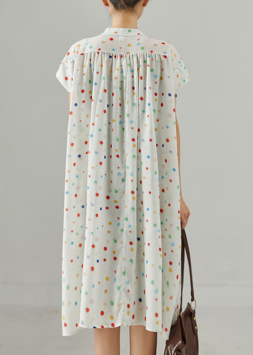 Rainbow Round Dot Cotton Shirt Dress Summer