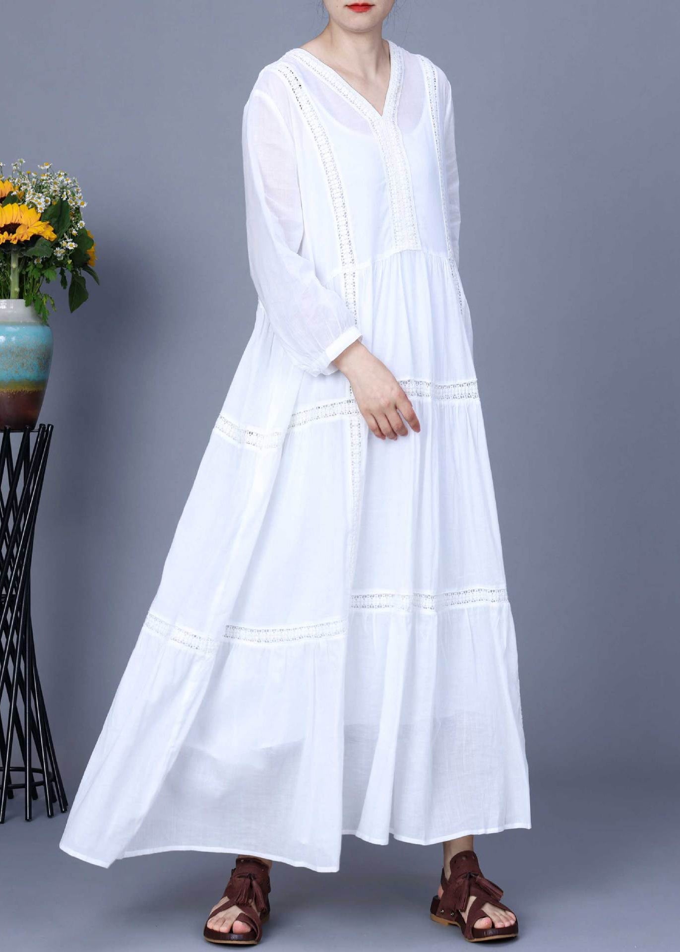 New White Pockets Linen Two Pieces Set Spring