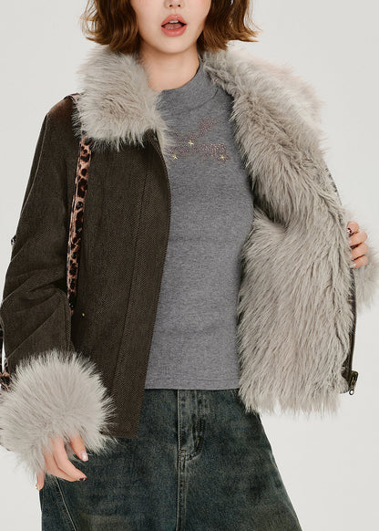 Stand Collar Thick Patchwork Warm Fleece Coats Winter