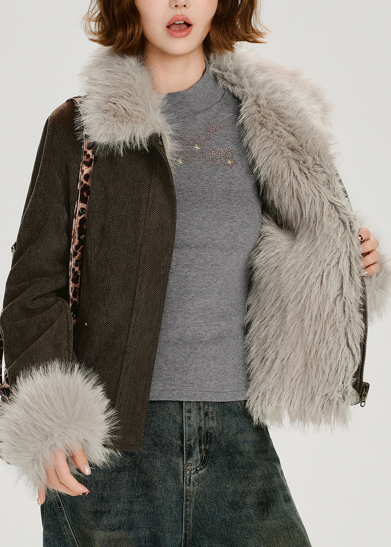 Stand Collar Thick Patchwork Warm Fleece Coats Winter